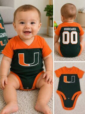 University of Miami Hurricanes Baby Football Jersey Bodysuit 3-6M NCAA